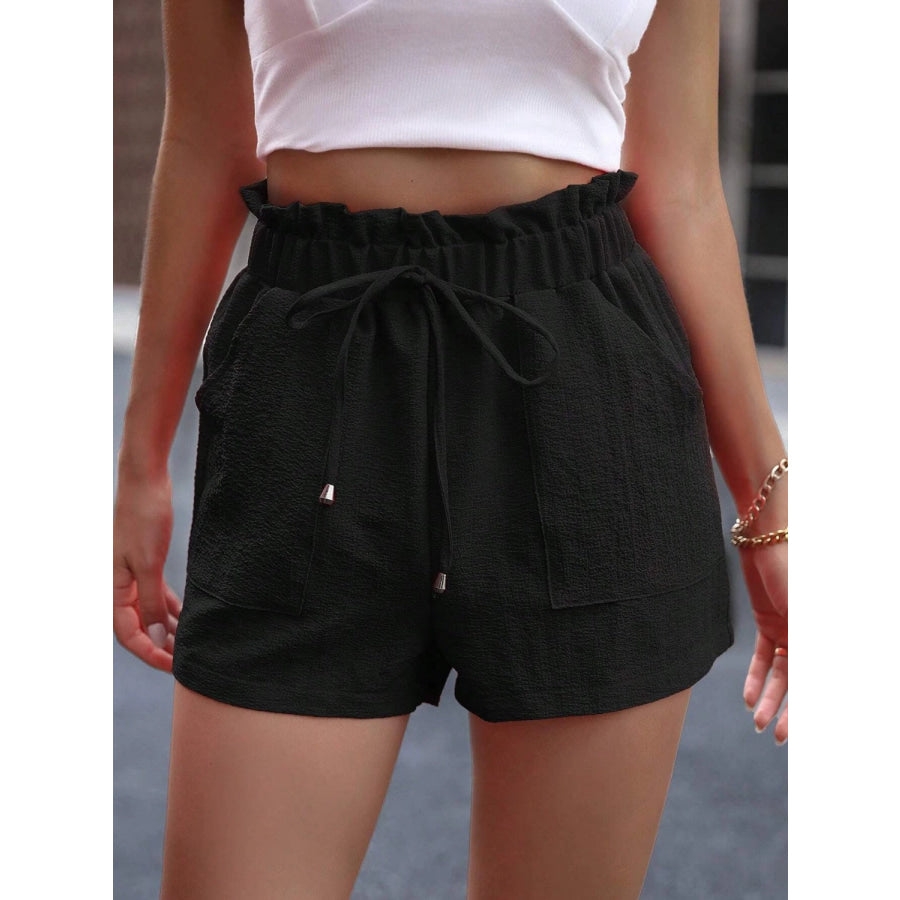 Tied High Waist Shorts with Pockets Apparel and Accessories