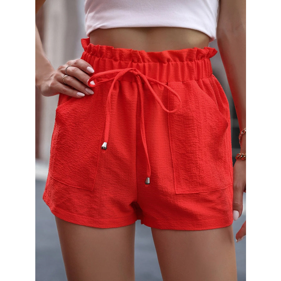 Tied High Waist Shorts with Pockets Apparel and Accessories