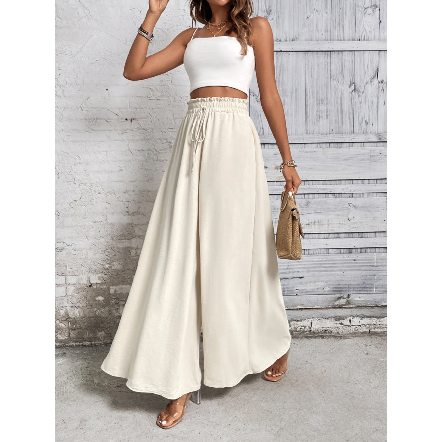 Tied High Waist Wide Leg Pants Apparel and Accessories