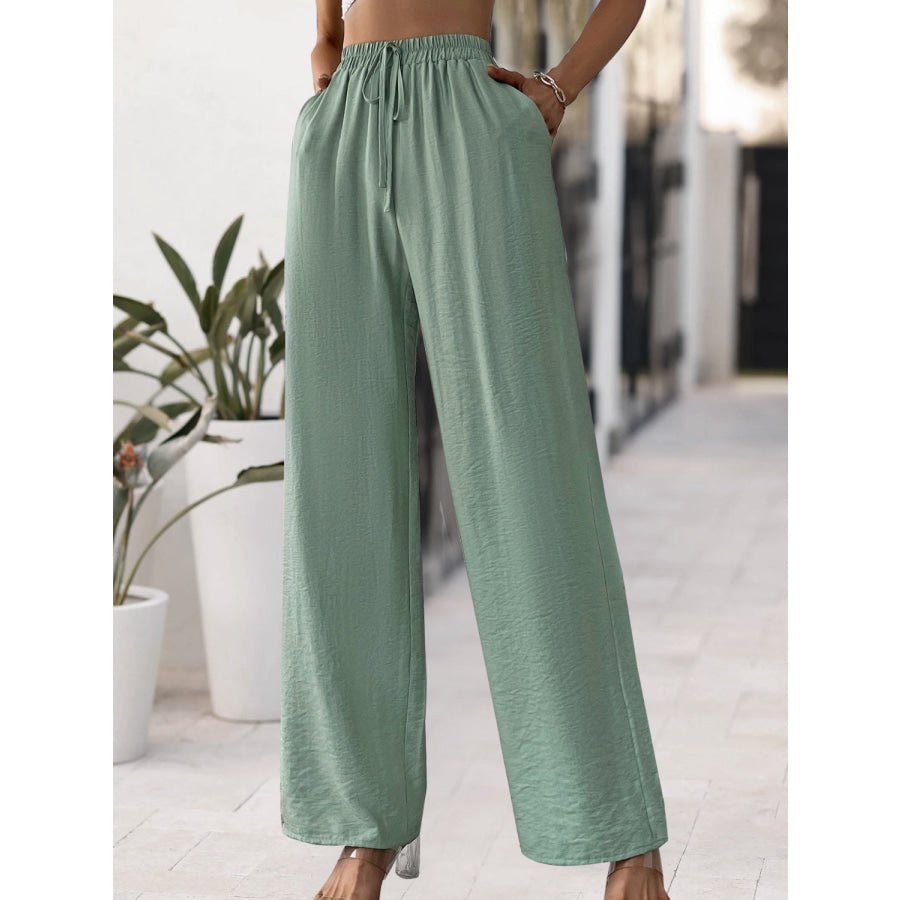 Tied High Waist Wide Leg Pants Apparel and Accessories