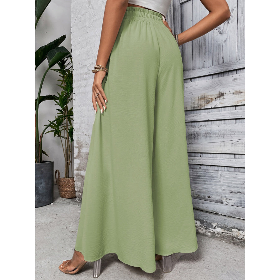 Tied High Waist Wide Leg Pants Apparel and Accessories