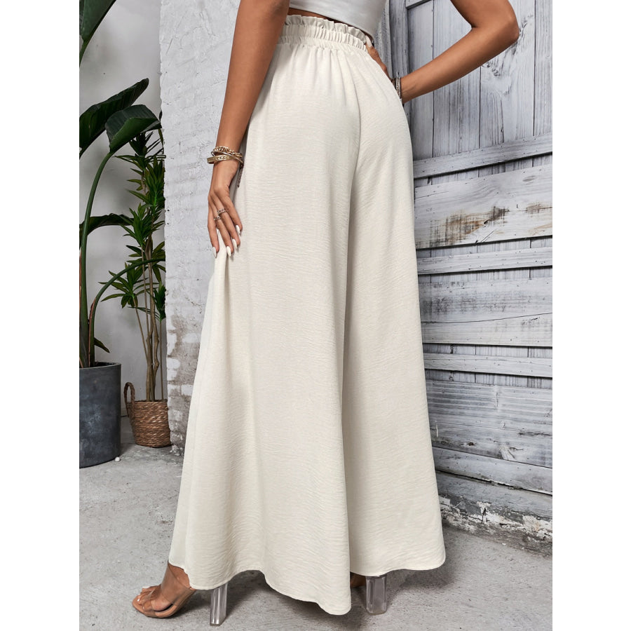 Tied High Waist Wide Leg Pants Beige / S Apparel and Accessories