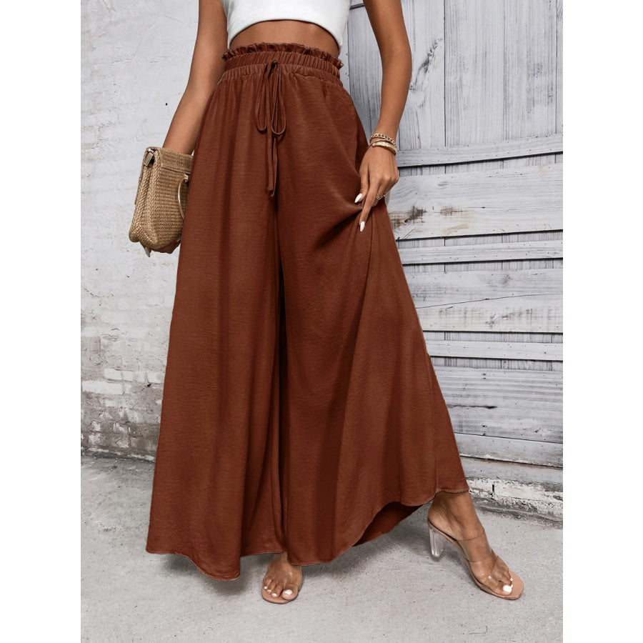 Tied High Waist Wide Leg Pants Apparel and Accessories