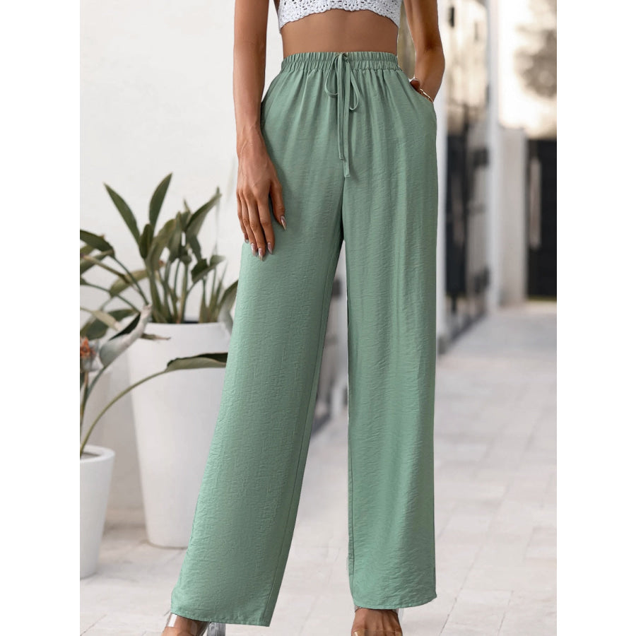 Tied High Waist Wide Leg Pants Apparel and Accessories