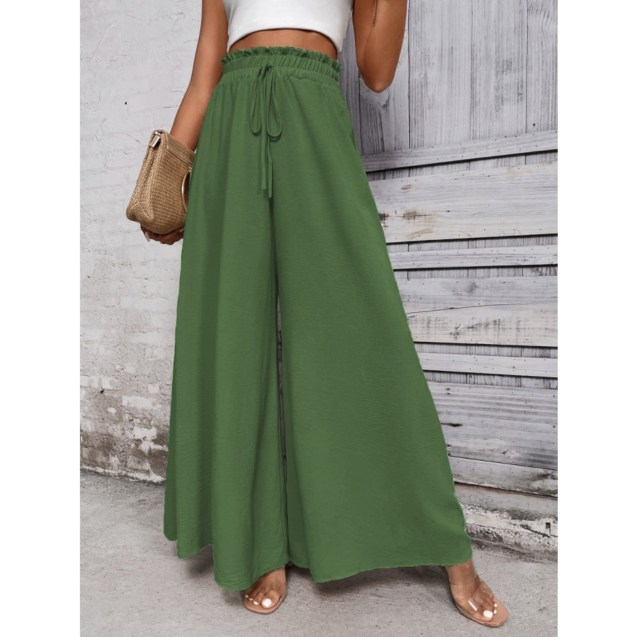 Tied High Waist Wide Leg Pants Apparel and Accessories