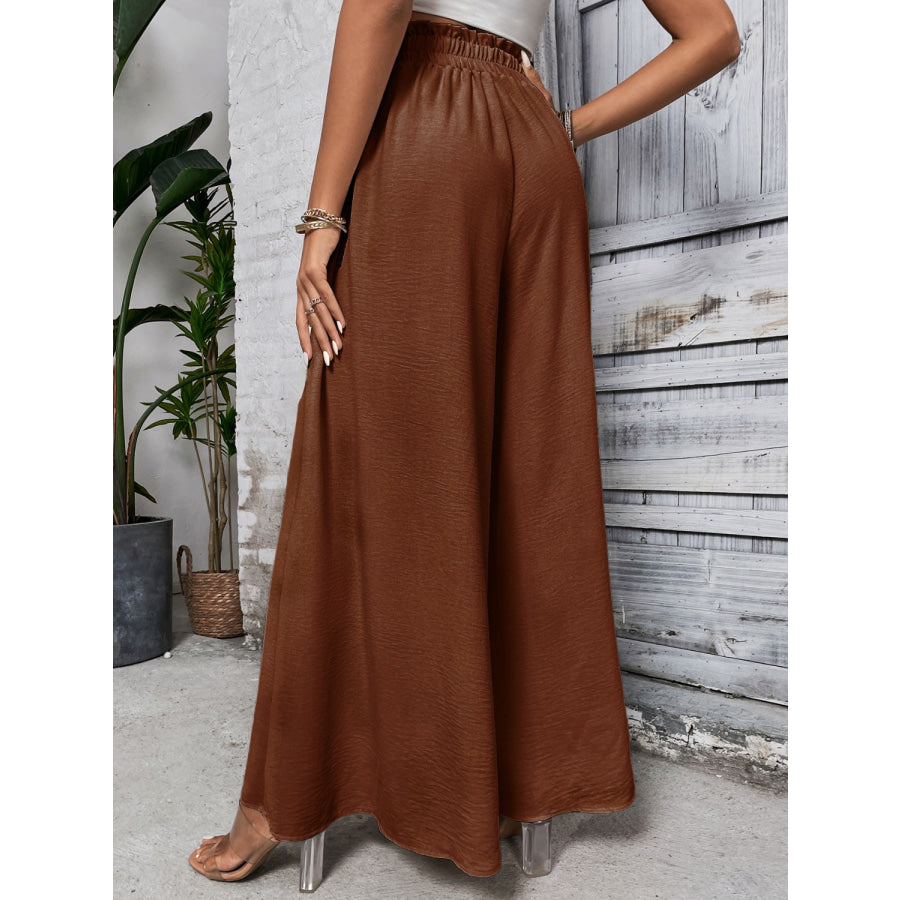 Tied High Waist Wide Leg Pants Apparel and Accessories