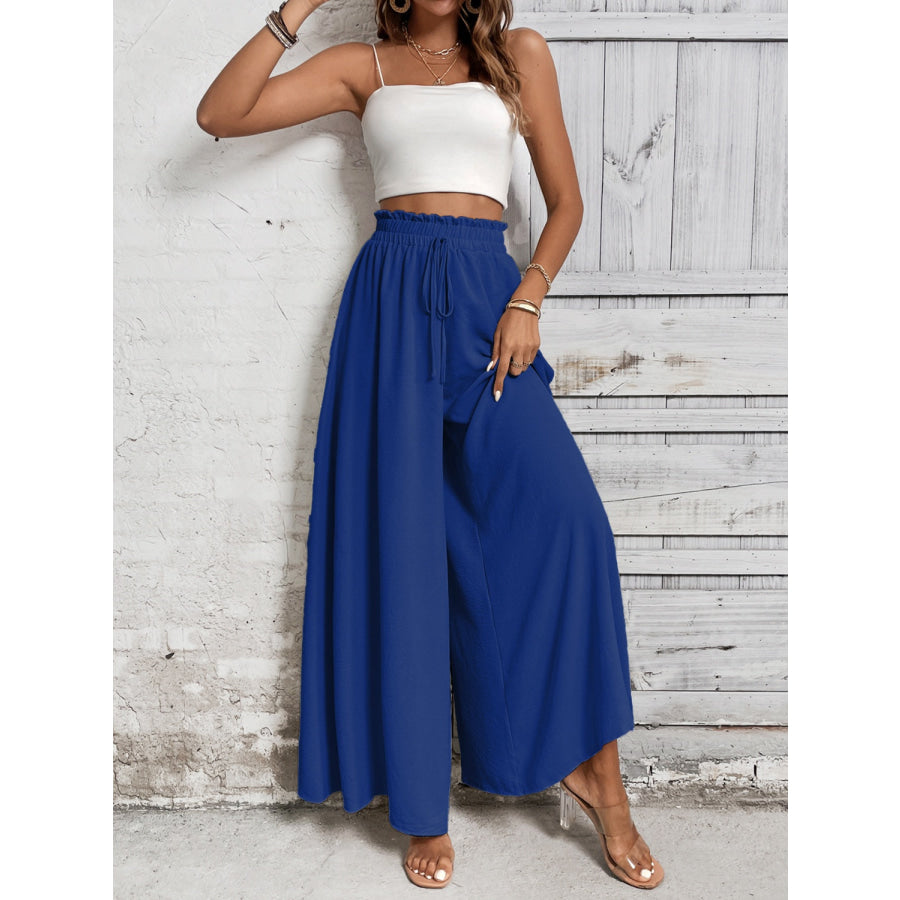 Tied High Waist Wide Leg Pants Apparel and Accessories