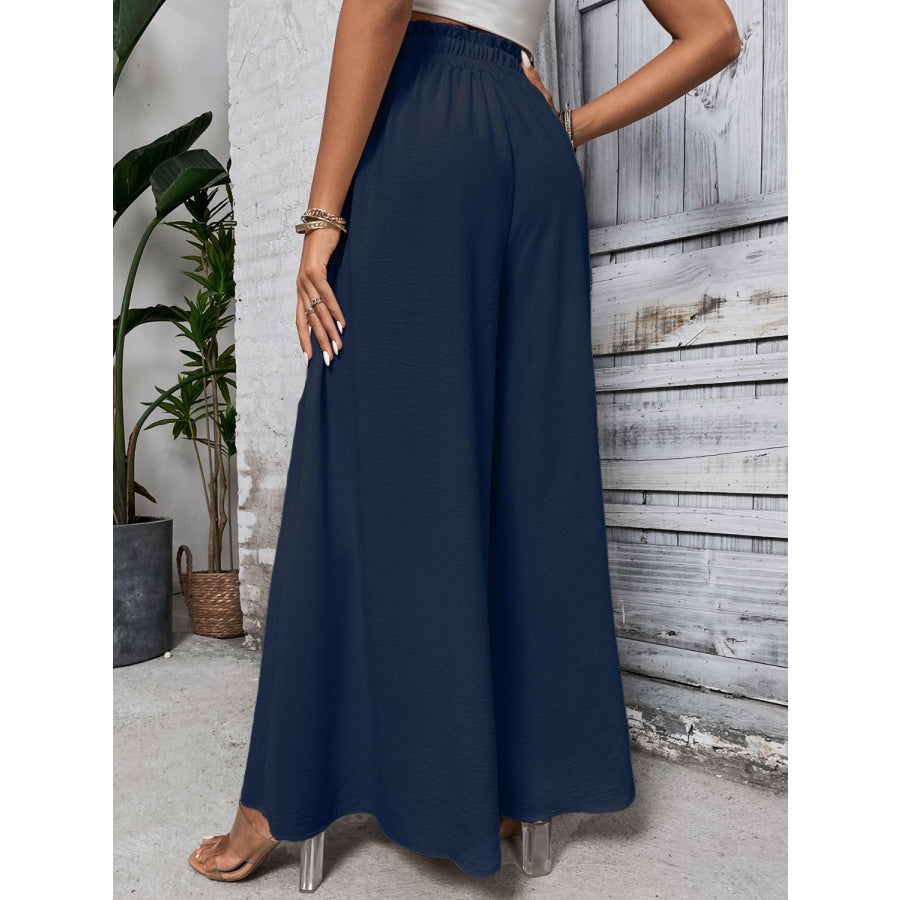 Tied High Waist Wide Leg Pants Apparel and Accessories