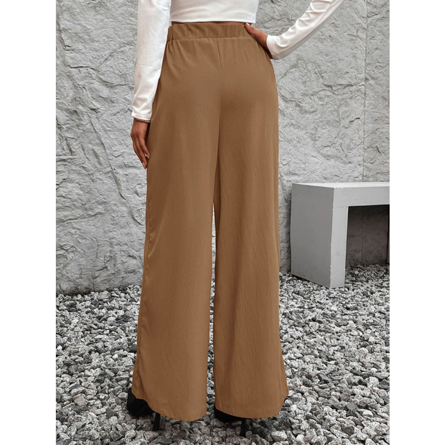 Tied High Waist Wide Leg Pants Apparel and Accessories