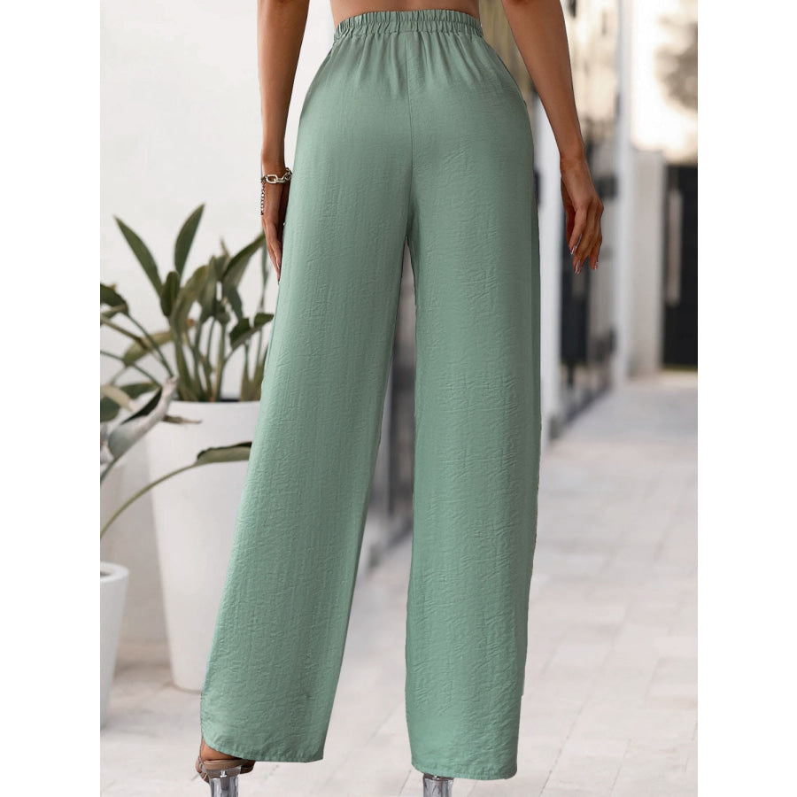 Tied High Waist Wide Leg Pants Apparel and Accessories