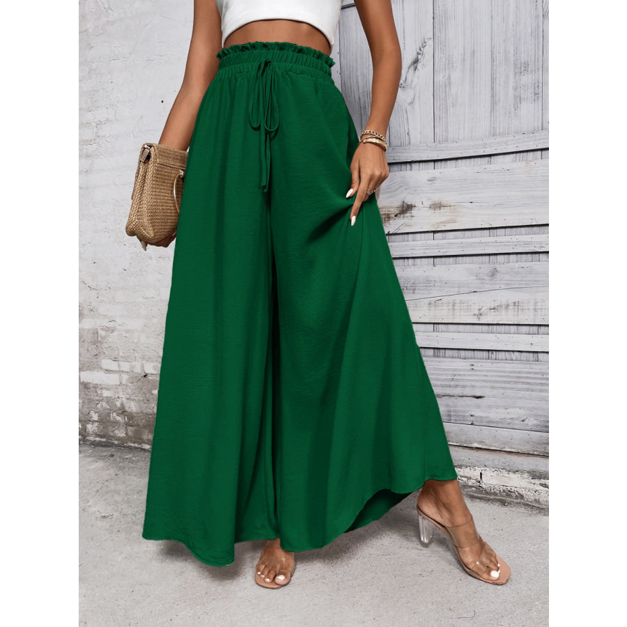 Tied High Waist Wide Leg Pants Apparel and Accessories