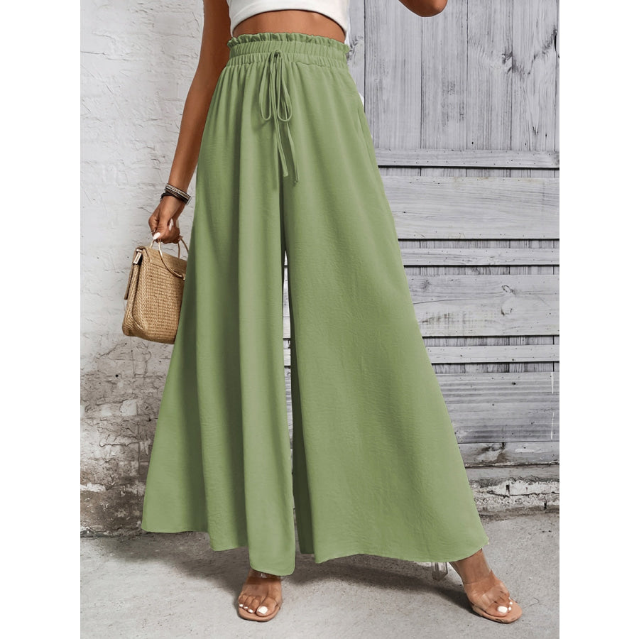 Tied High Waist Wide Leg Pants Apparel and Accessories