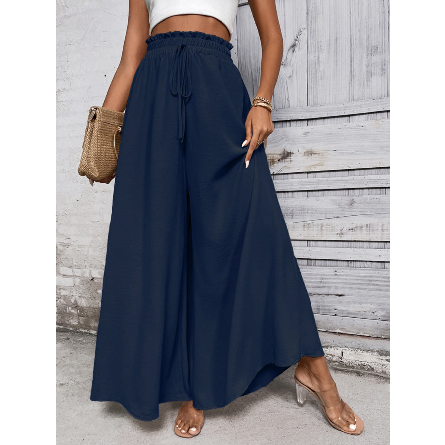 Tied High Waist Wide Leg Pants Apparel and Accessories