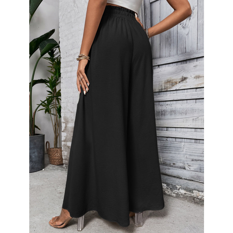 Tied High Waist Wide Leg Pants Black / S Apparel and Accessories