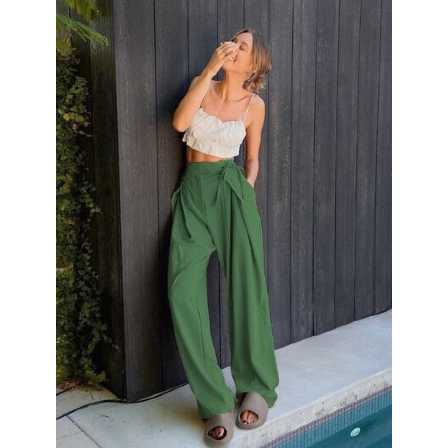 Tied High Waist Wide Leg Pants Clothing