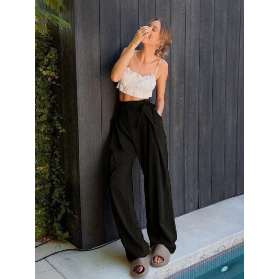 Tied High Waist Wide Leg Pants Clothing