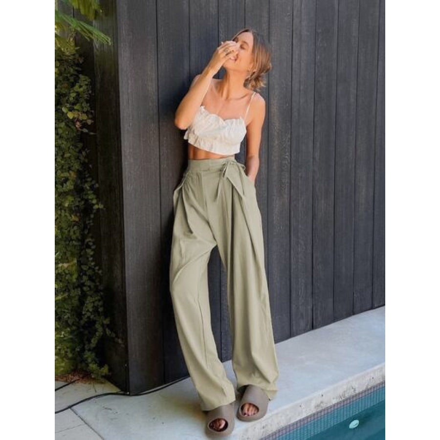 Tied High Waist Wide Leg Pants Clothing