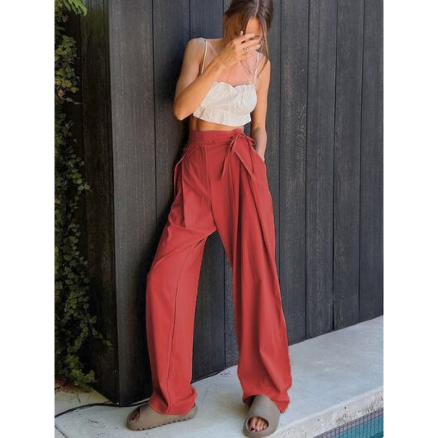 Tied High Waist Wide Leg Pants Clothing