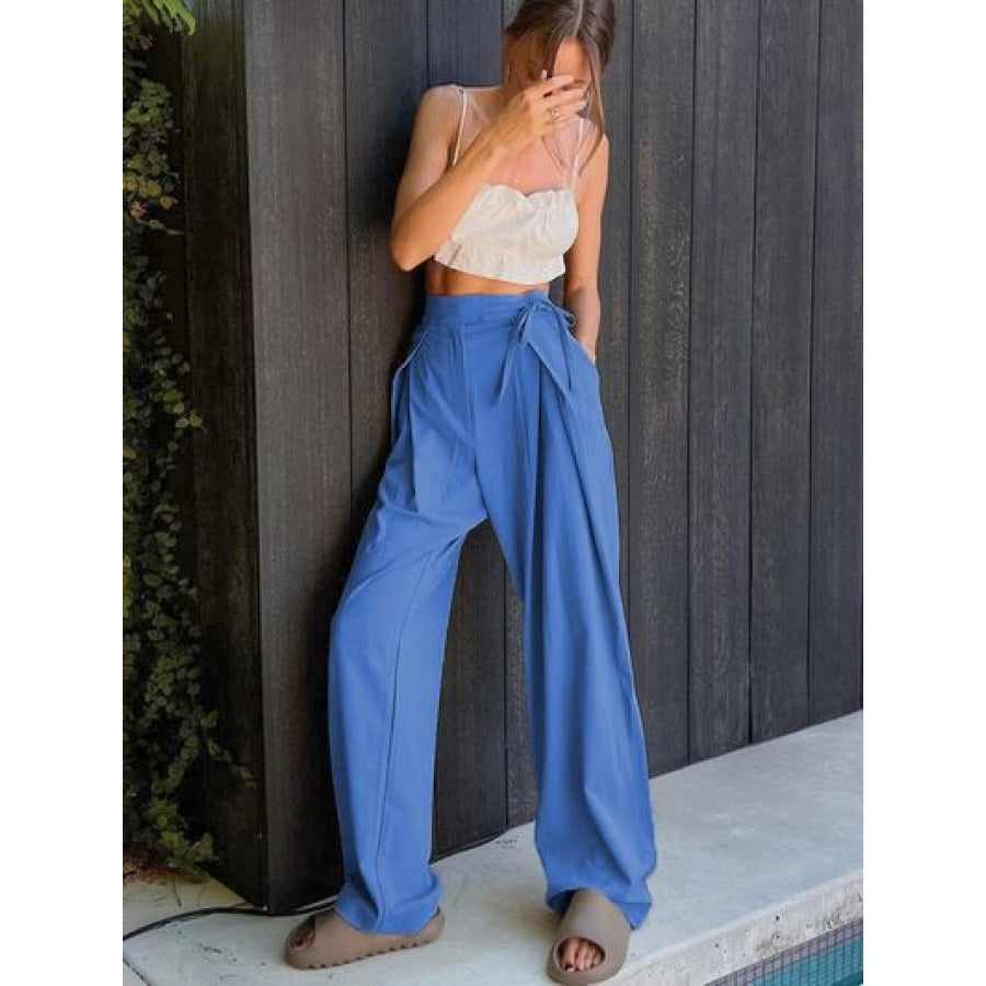 Tied High Waist Wide Leg Pants Clothing