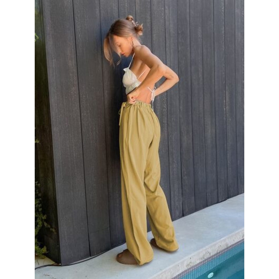 Tied High Waist Wide Leg Pants Clothing