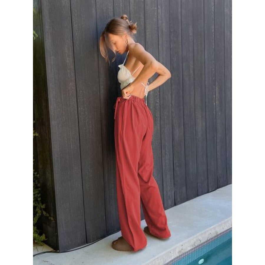 Tied High Waist Wide Leg Pants Clothing