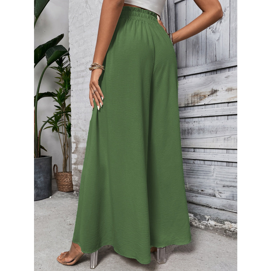 Tied High Waist Wide Leg Pants Matcha Green / S Apparel and Accessories