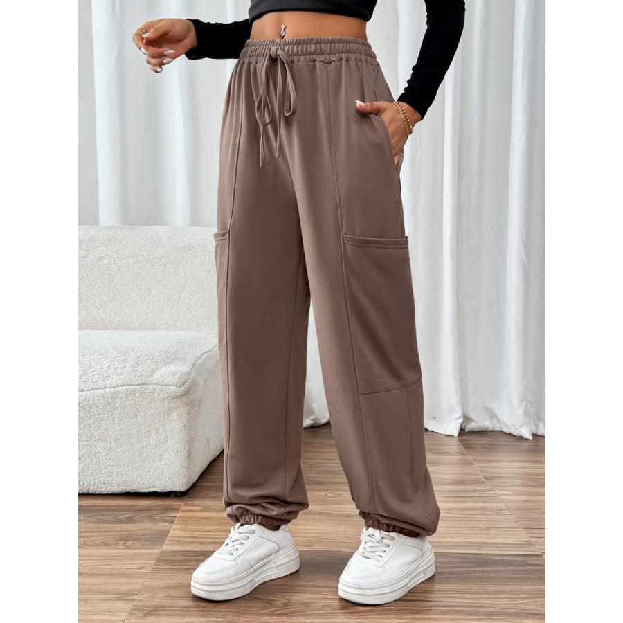 Tied Joggers with Pockets Apparel and Accessories