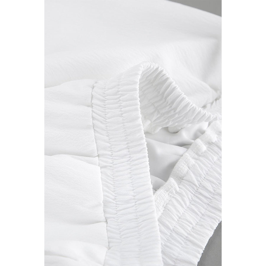 Tied Johnny Collar Long Sleeve Top and Pants Set Apparel and Accessories