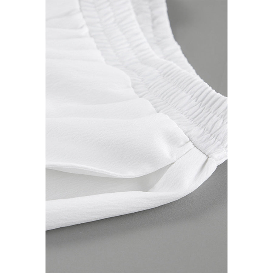 Tied Johnny Collar Long Sleeve Top and Pants Set Apparel and Accessories