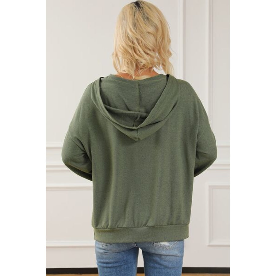 Tied Kangaroo Pocket Dropped Shoulder Hoodie Clothing