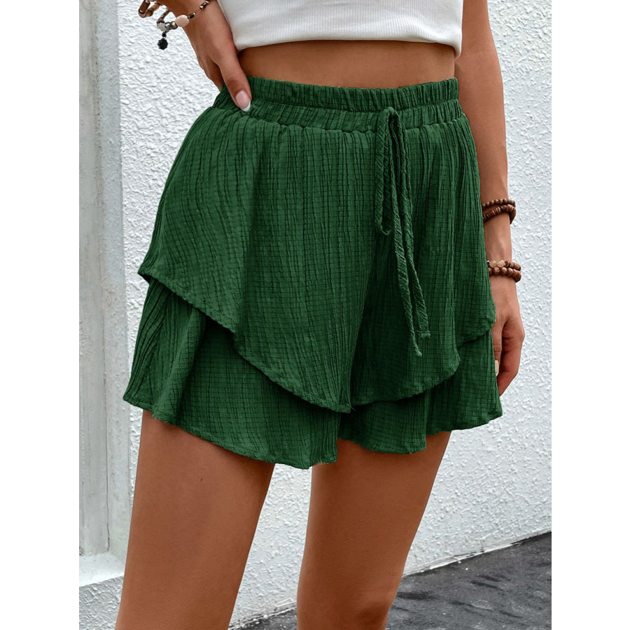 Tied Layered High Waist Shorts Apparel and Accessories