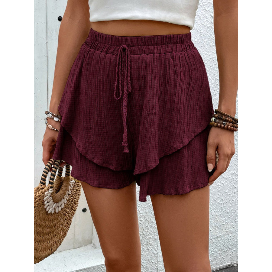 Tied Layered High Waist Shorts Apparel and Accessories