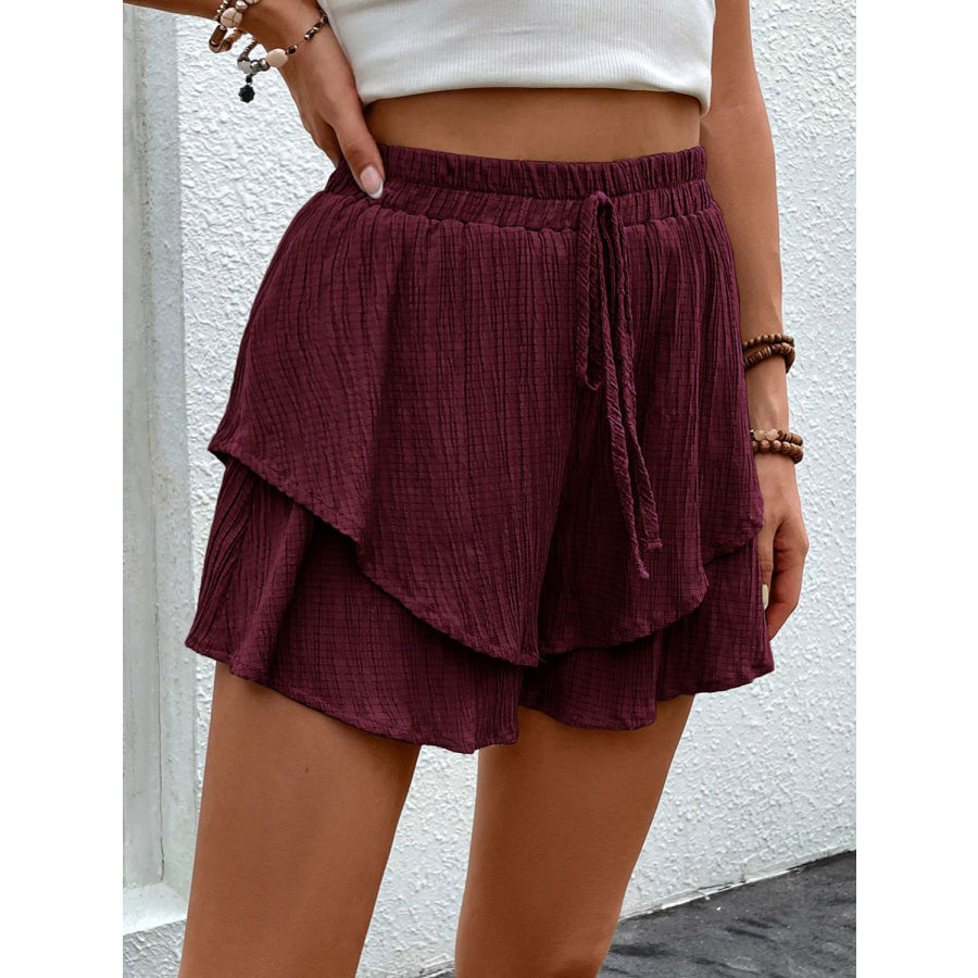 Tied Layered High Waist Shorts Apparel and Accessories