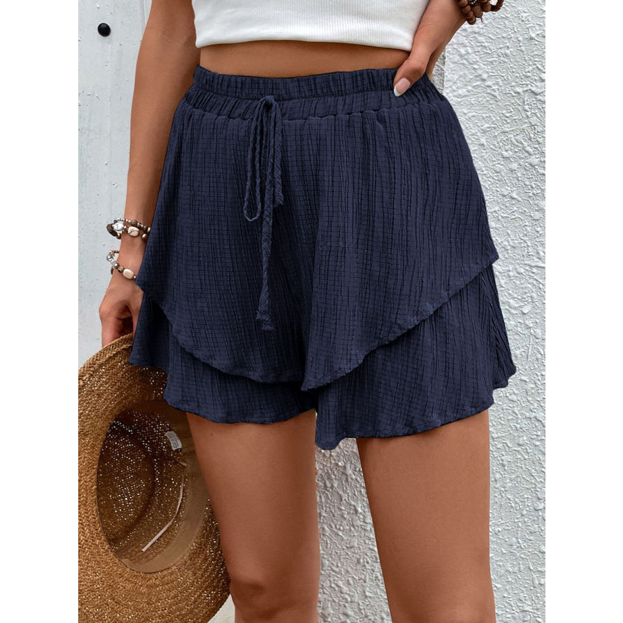 Tied Layered High Waist Shorts Apparel and Accessories