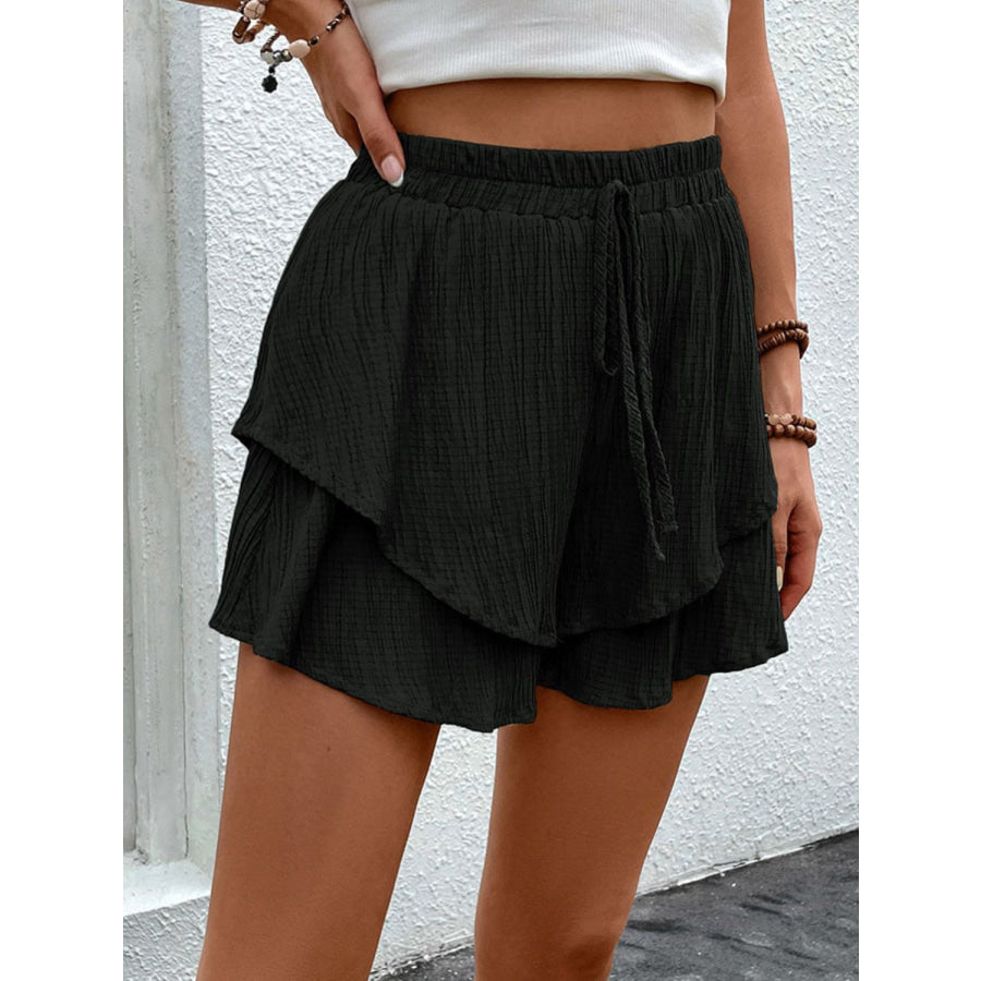 Tied Layered High Waist Shorts Apparel and Accessories