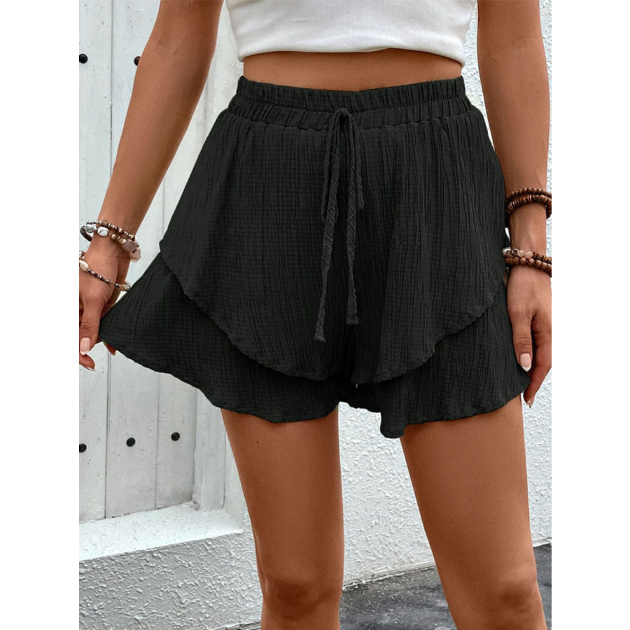 Tied Layered High Waist Shorts Apparel and Accessories