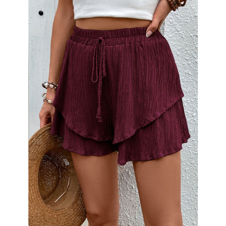 Tied Layered High Waist Shorts Apparel and Accessories