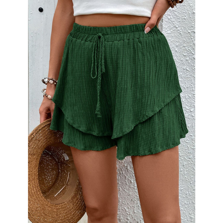 Tied Layered High Waist Shorts Apparel and Accessories