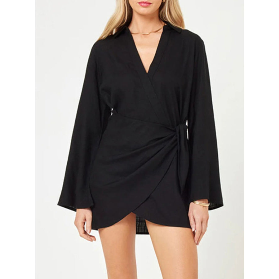 Tied Long Sleeve Cover Up Dress Apparel and Accessories