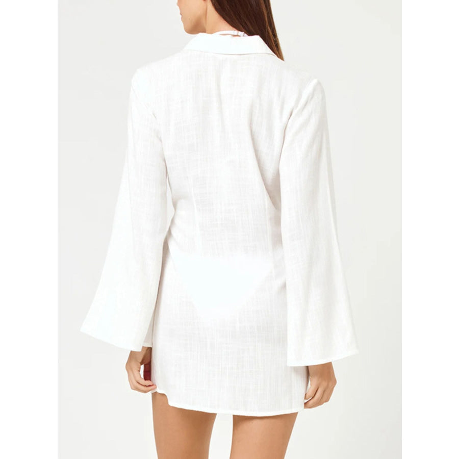 Tied Long Sleeve Cover Up Dress Apparel and Accessories