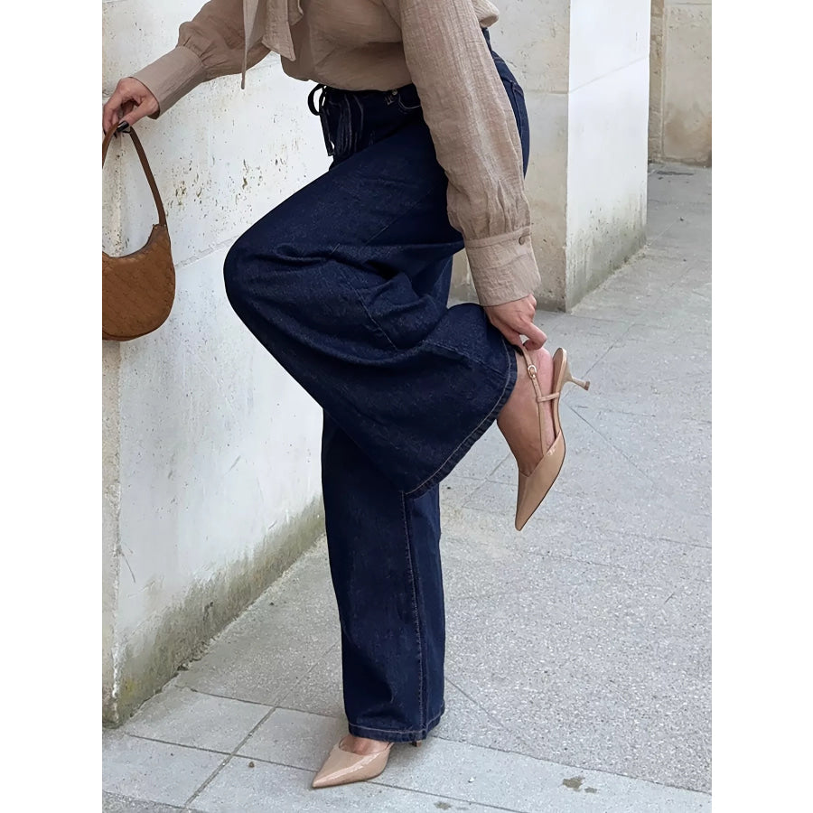 Tied Loose Fit Flare Jeans Apparel and Accessories