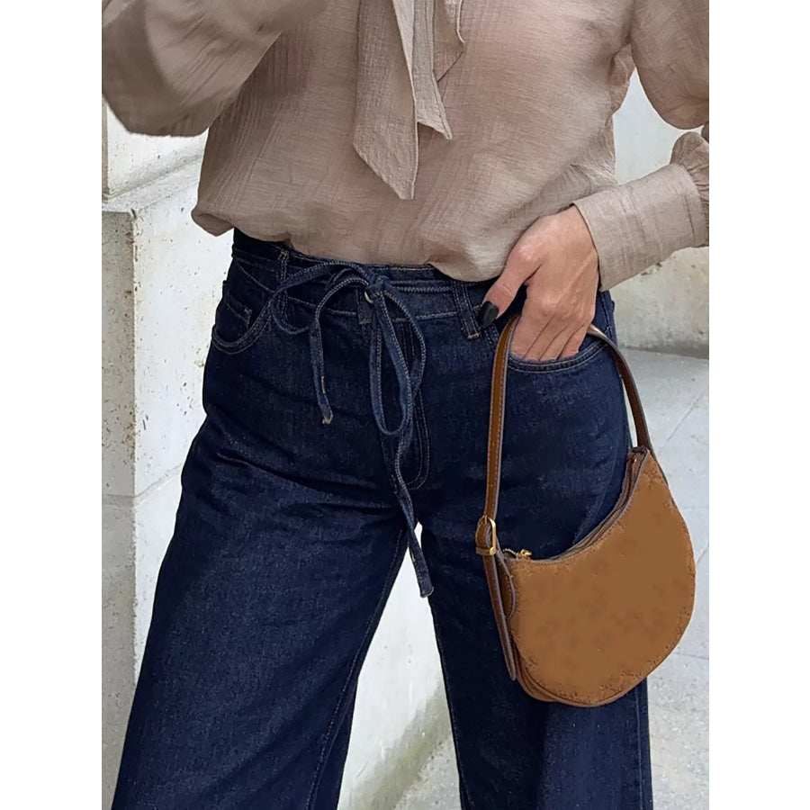 Tied Loose Fit Flare Jeans Apparel and Accessories