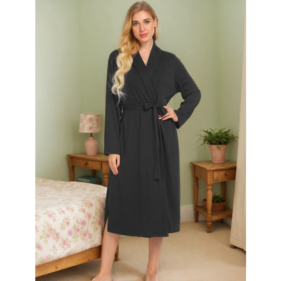 Tied Lounge Nightgown with Pockets Apparel and Accessories