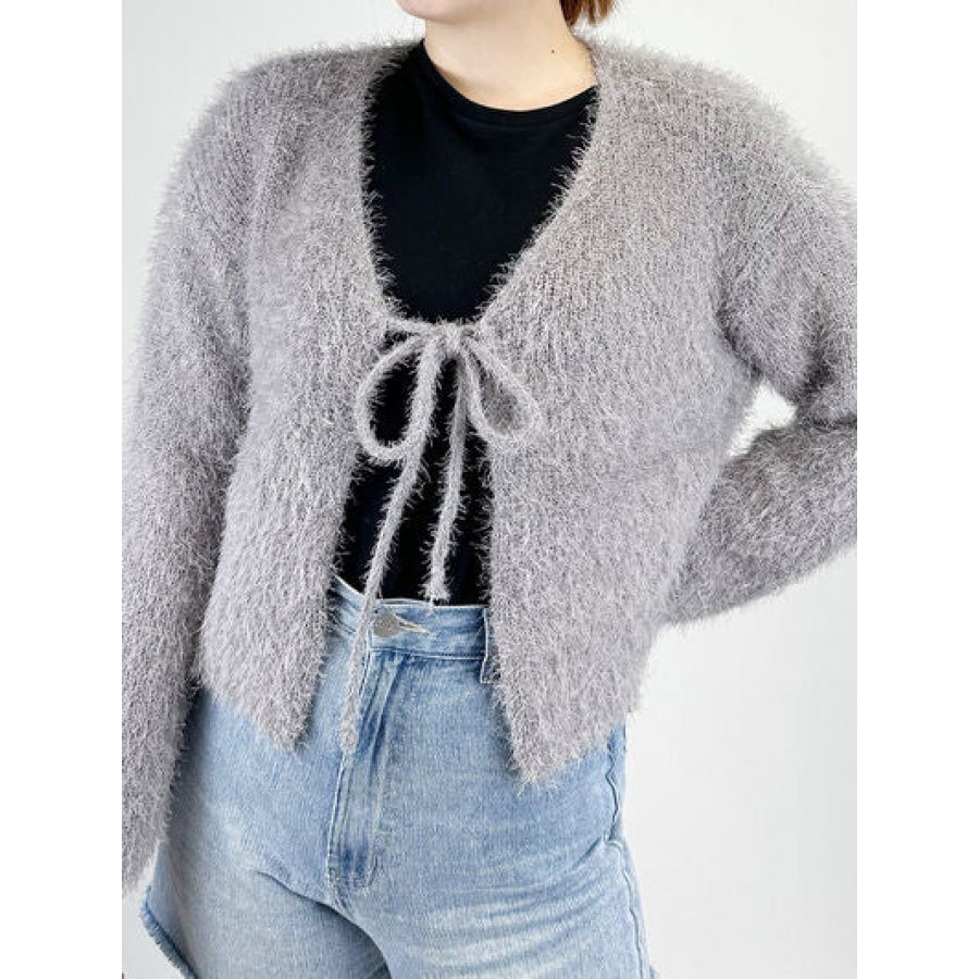 Tied Open Front Dropped Shoulder Cardigan Clothing