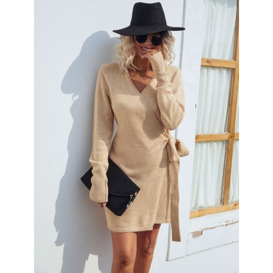 Tied Open Front Long Sleeve Cardigan Clothing