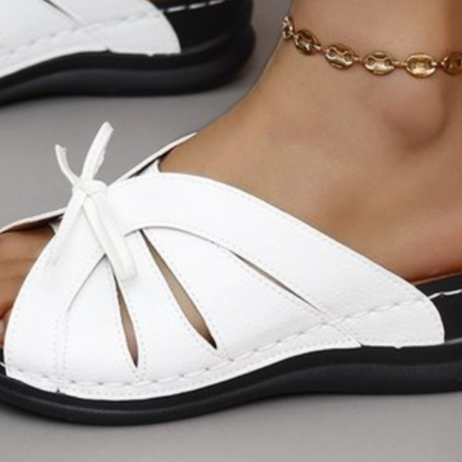 Tied Open Toe Low Heel Sandals Apparel and Accessories