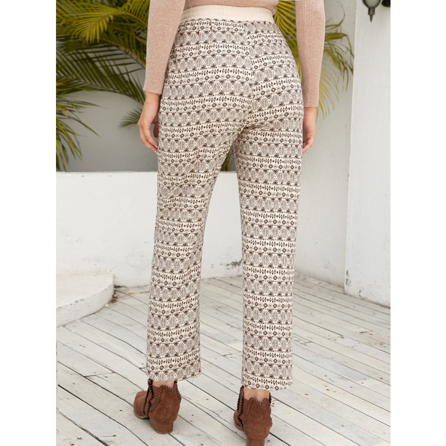 Tied Printed Pants with Pockets Apparel and Accessories