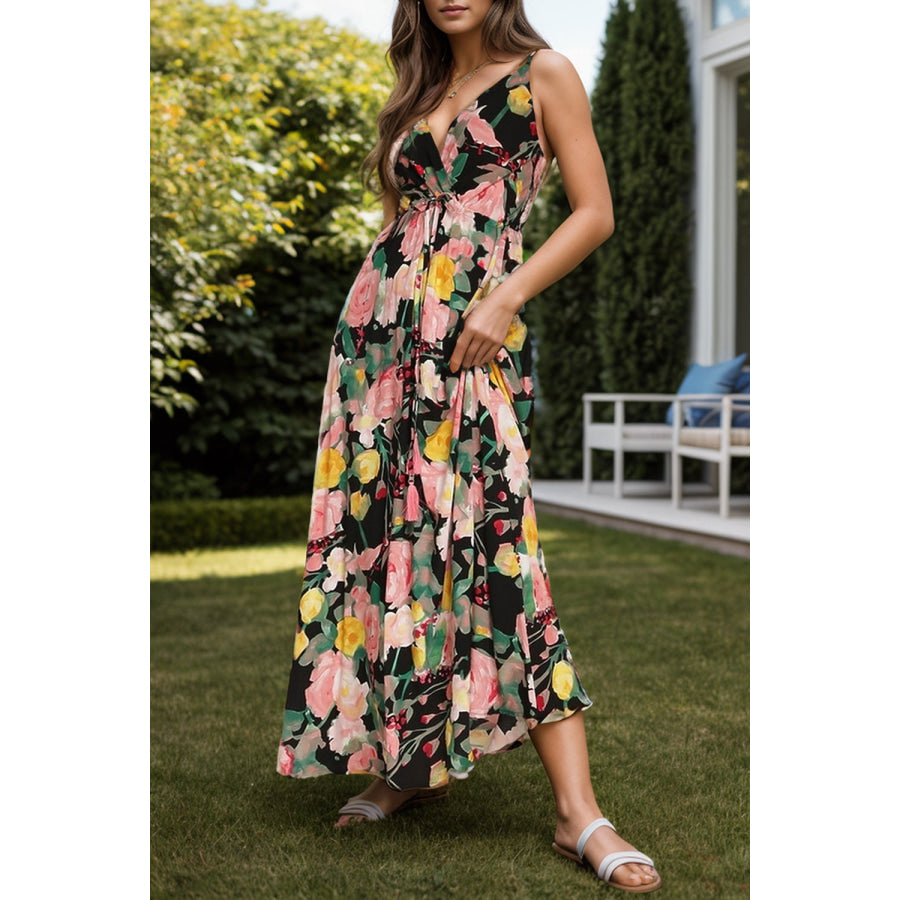 Tied Printed Surplice Cami Dress Apparel and Accessories