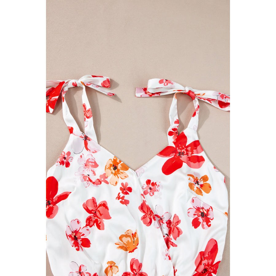 Tied Printed Surplice Sleeveless Bodysuit Apparel and Accessories