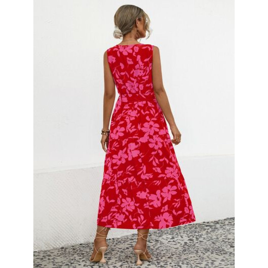 Tied Printed Surplice Tiered Dress Apparel and Accessories